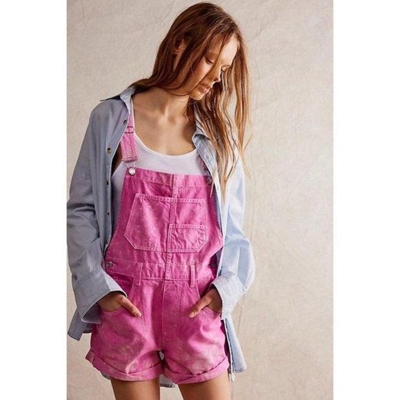 We The Free Ziggy Pink Acid Wash Shortalls NWT - Picture 3 of 12